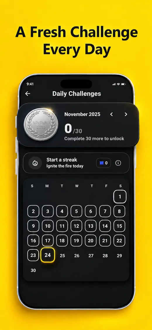 The daily challenge calendar